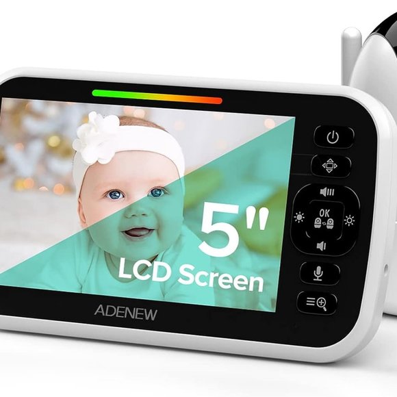 ADENEW 5" WIFI PAN & TILT VIDEO BABY MONITOR - NIGHT VISION, 2 WAY TALK - Picture 2 of 14
